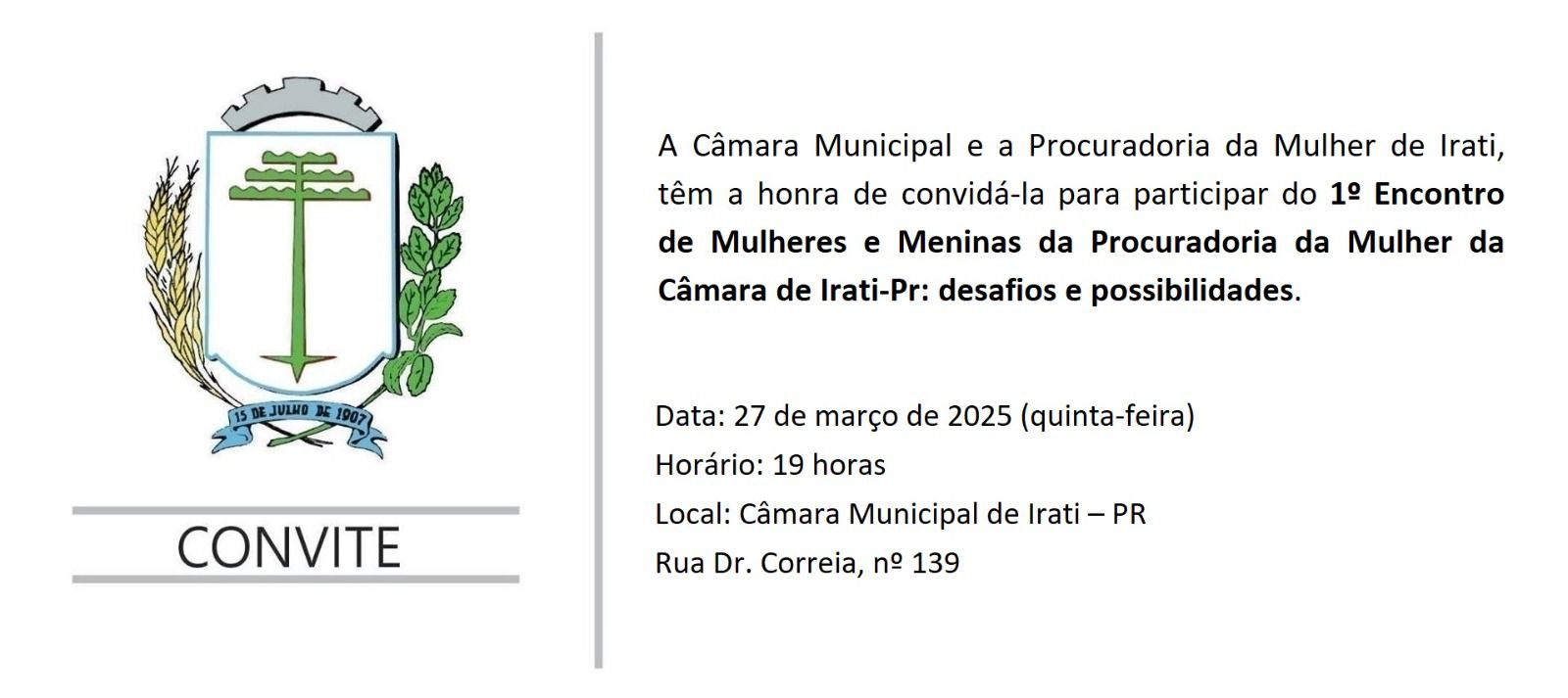 1º Encontro de Mulheres e Meninas da Procuradoria da Mulher da Câmara será no dia 27 de março