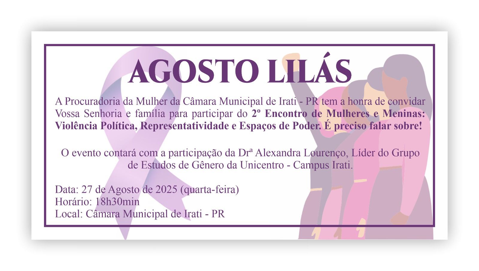 2º Encontro de Mulheres e Meninas da Procuradoria da Mulher da Câmara será nesta quarta-feira (27)