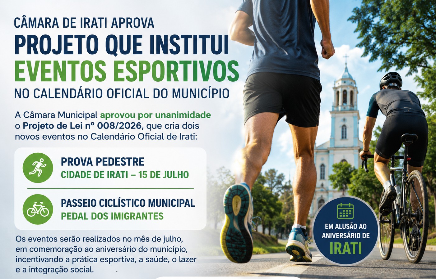 Legislativo aprova projeto que institui eventos esportivos no calendário oficial do município
