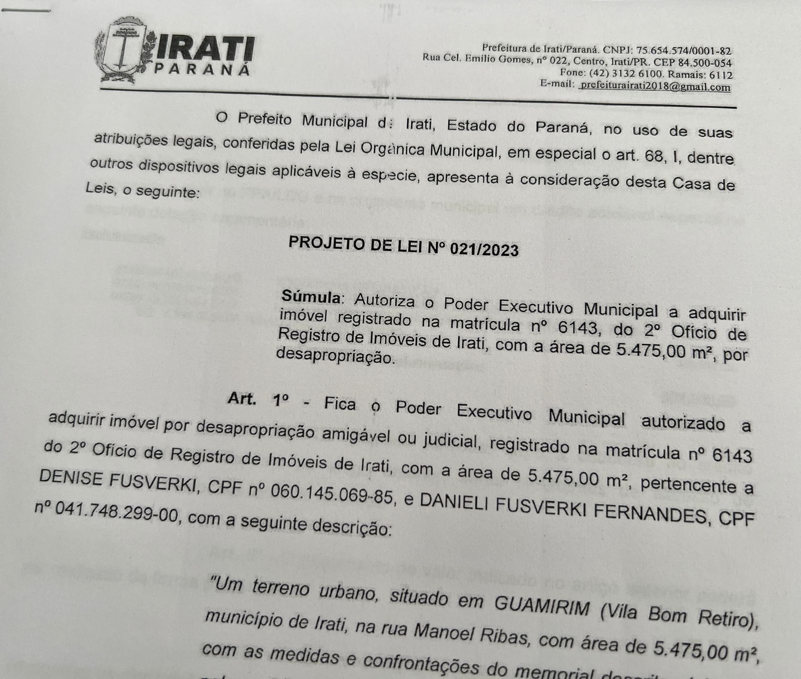 PL que autoriza o Executivo a adquirir imóvel no Guamirim para construção de uma nova Escola é retirado de pauta